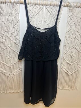 Forever 21 Black Beaded Spaghetti Strap Mini Dress